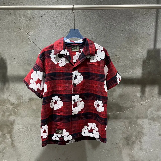 Denim Tears Shirts Plaid floral-print short-sleeve button-up shirt product detail image 10