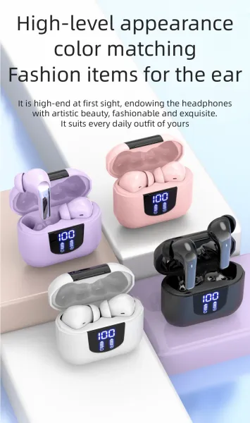 Design TWS Earbuds with LED Display White - 12