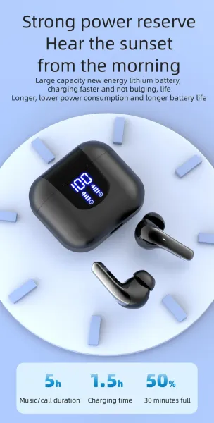 Design TWS Earbuds with LED Display White - 8