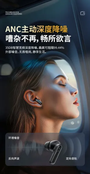 Design TWS Earbuds with Smart Display Charging Case Black - 8