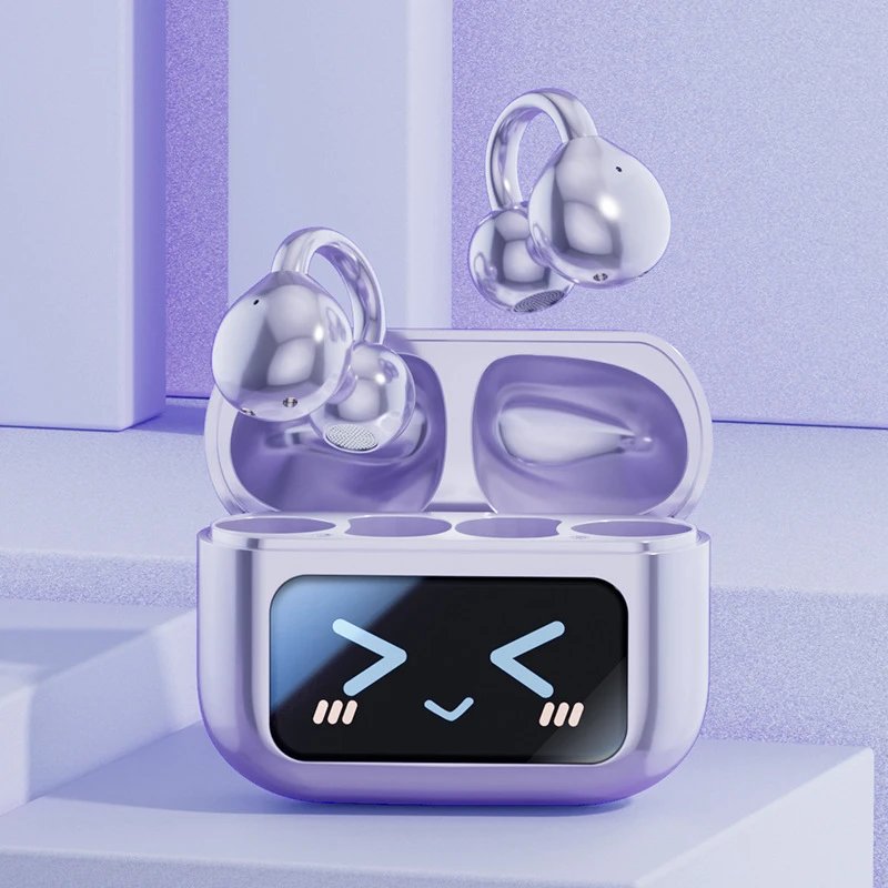 Design Smart TWS Earbuds with Animated Display Case in Purple