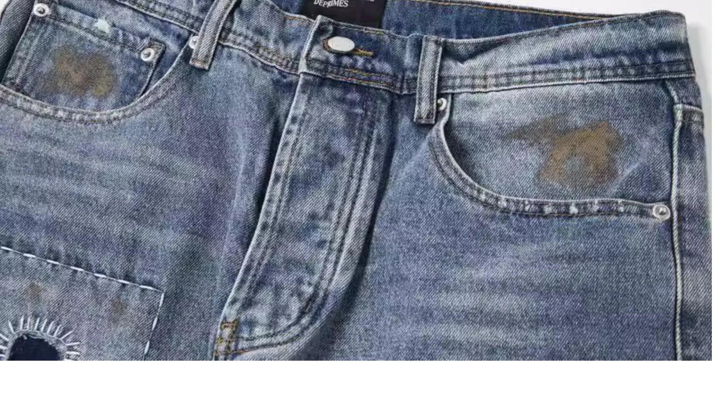 Design Distressed Paint-Splatter Flared Jeans Blue - 27
