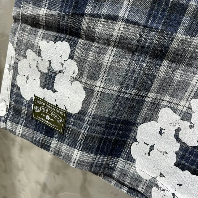 Denim Tears Shirts Plaid floral-print short-sleeve button-up shirt product detail image 25