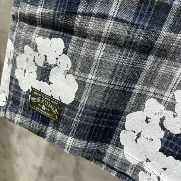 Design Floral Plaid Short-Sleeve Shirt and Shorts Set Black White - 26