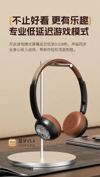 Design Over-Ear Headphones Brown Leather Accent Over-Ear Headphones - 14