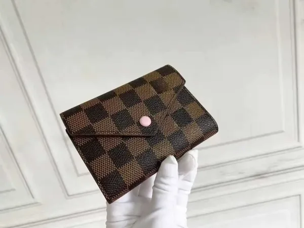 Louis Vuitton Damier Ebène Mini Porte-Monnaie Rose Pink Wallet Short Wallet - 6
