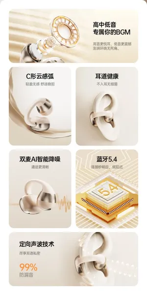 Design Starlight White Ear-Clip Earphones - 3