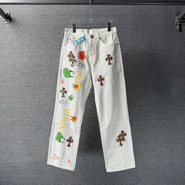Chrome Hearts Cross-Embroidered White Straight-Leg Jeans - 38