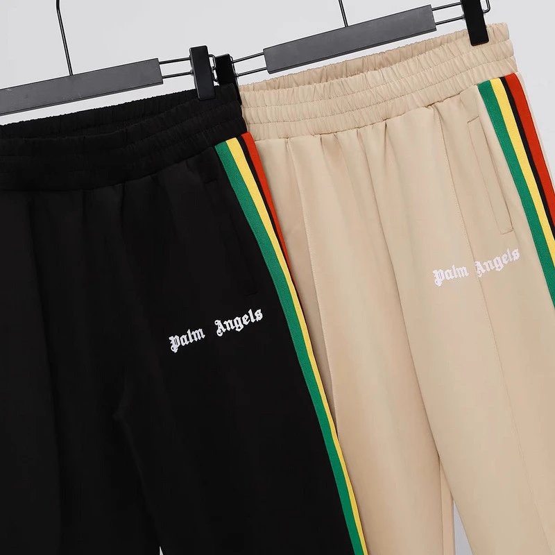 Palm Angels Track Jacket Black with Green and Yellow Stripes Outerwear - 13