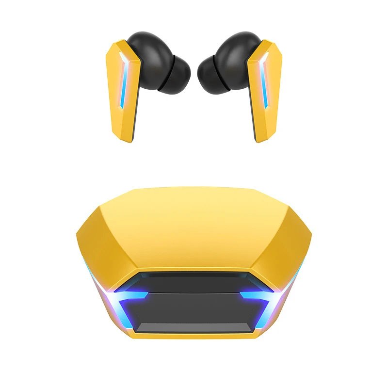Design TWS Earbuds with RGB Lighting Yellow