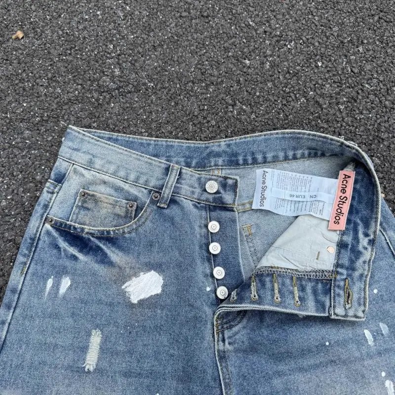 Acne Studios Jeans Distressed paint-splatter wide-leg image 3