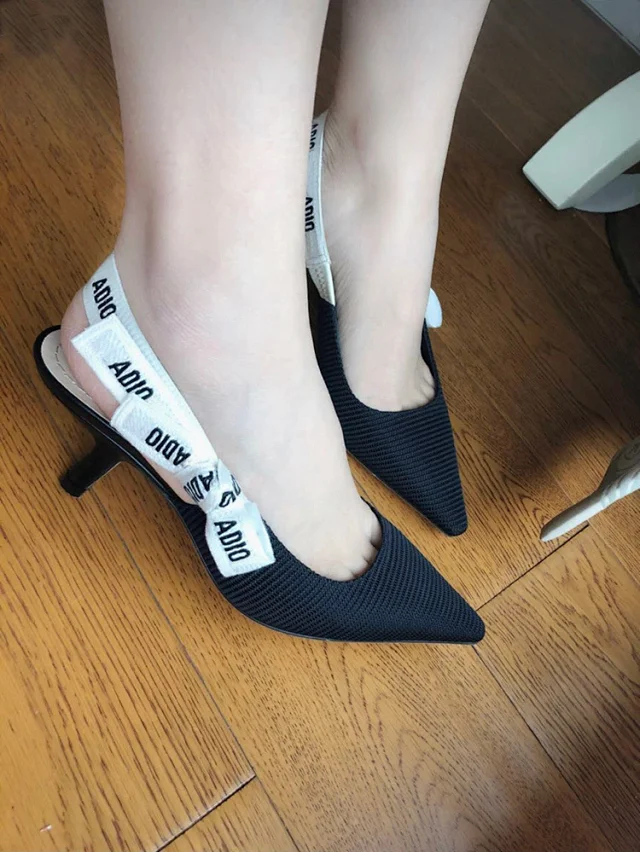 Dior High Heels J'Adior knitted pointed-toe bow slingback product detail image 10