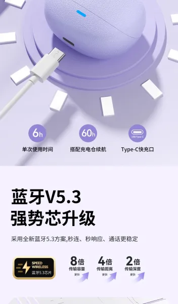 Design Star Cloud Purple True Wireless Earbuds Tws Earbuds - 11