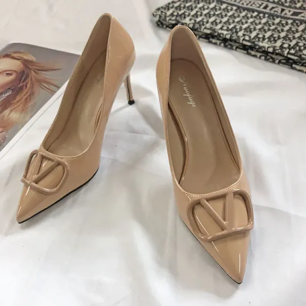 Valentino Rockstud VLOGO Pointed-Toe Stilettos Nude - 30