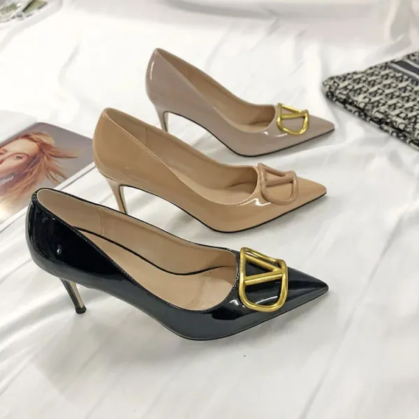 Valentino Rockstud VLOGO Pointed-Toe Stilettos Nude - 37