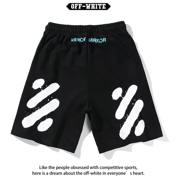 Off-White Diagonal Arrow Print Black Shorts - 11
