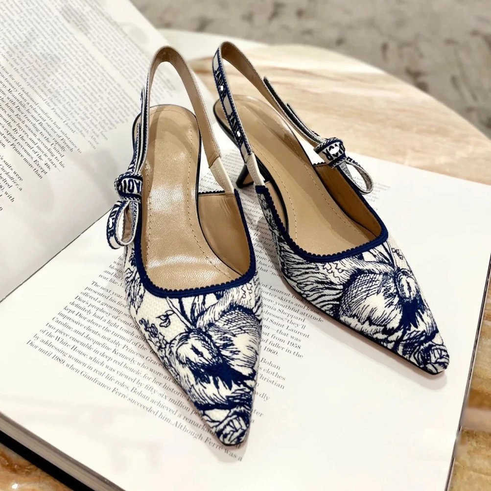 Dior High Heels J'Adior embroidered floral slingback image 3