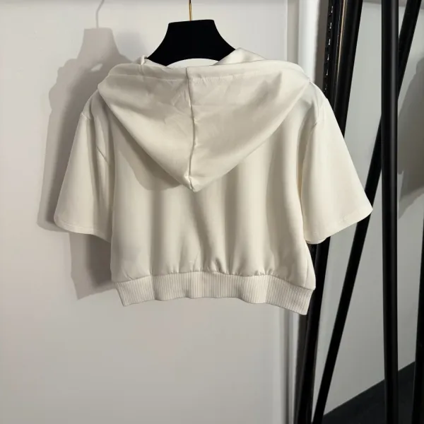 Design Cropped Hoodie and Wide-Leg Sweatpants Set Beige Casual Set - 6