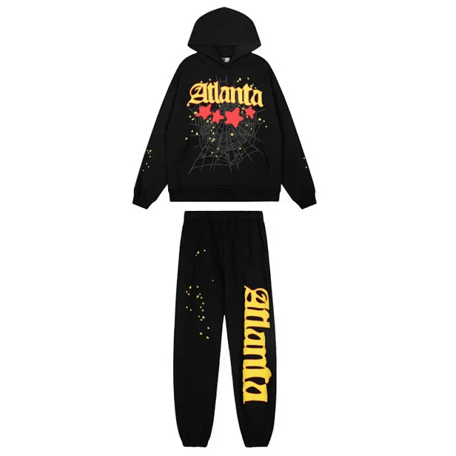 Sp5der Tracksuits Spider web graphic hooded sweatshirt and jogger set product detail image 21