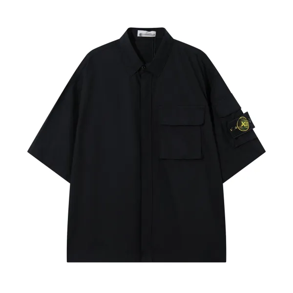 Stone Island Oversized Short-Sleeve Shirt Beige Tops Shirt - 3
