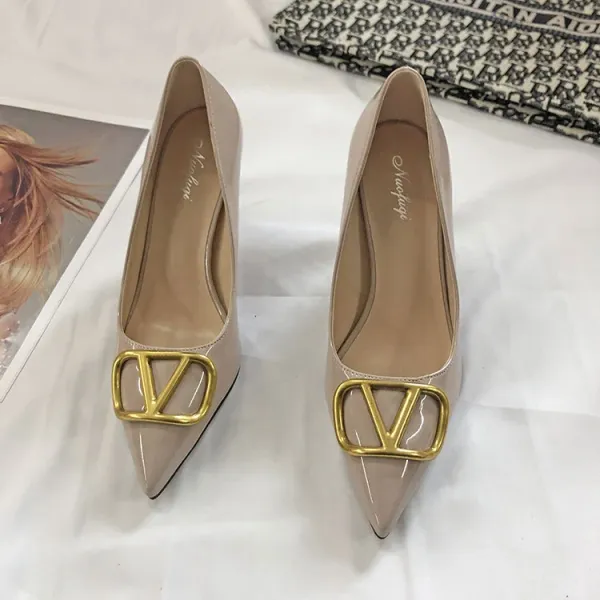 Valentino Rockstud VLOGO Pointed-Toe Stilettos Nude - 35