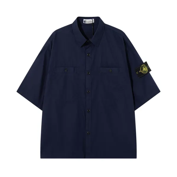 Stone Island Oversized Short-Sleeve Shirt Beige Tops Shirt - 7
