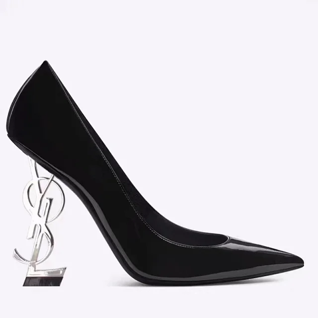 Saint Laurent High Heels Opyum pointed-toe logo-heel pumps product detail image 8