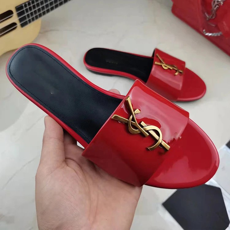 Saint Laurent Slippers YSL monogram flat slide image 2