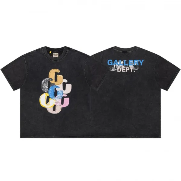Gallery Dept Multicolor Logo Print Acid Wash T-Shirt - 1