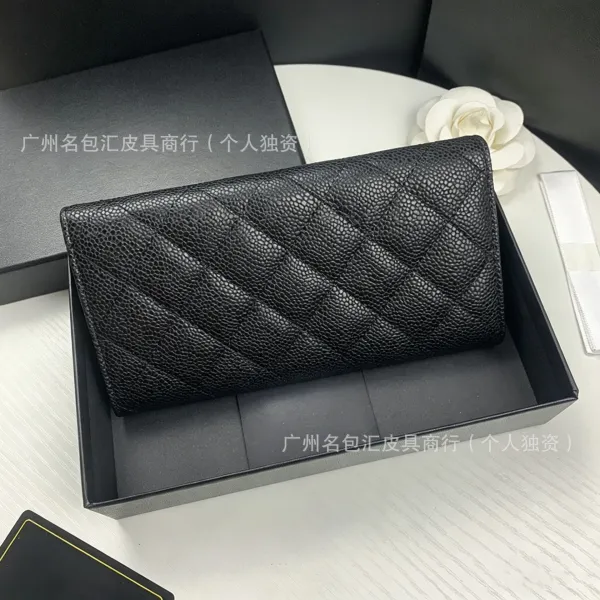 Chanel Classic Flap Wallet Black Quilted Leather Long Wallet - 6