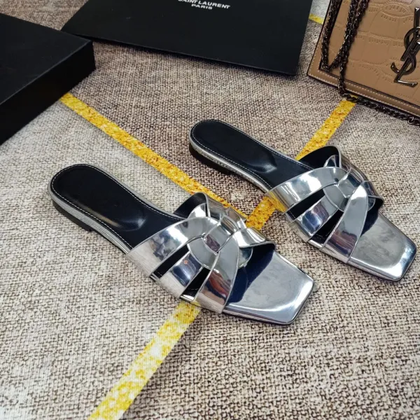 Design White Croc-Embossed Knotted Mule Sandals Slippers - 19
