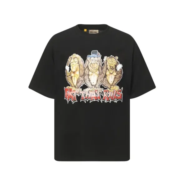 Gallery Dept Three Monkeys Black T-Shirt - 1