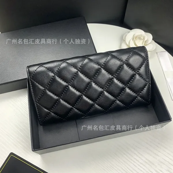 Chanel Classic Flap Wallet Black Quilted Leather Long Wallet - 18