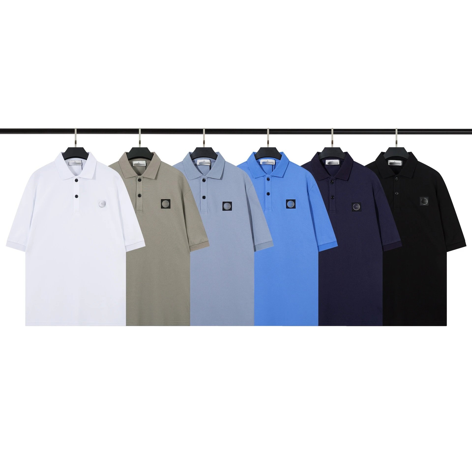Stone Island T-Shirts Short-Sleeve Polo Shirt with Compass Badge and Striped Trim image 2