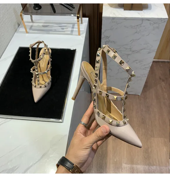 Valentino Rockstud Strappy Stiletto Heels White - 15