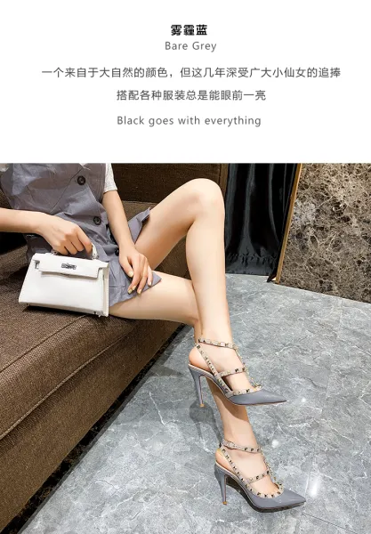Valentino Rockstud Strappy Stiletto Heels White - 20