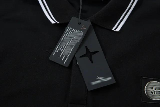 Stone Island T-Shirts Short-Sleeve Polo Shirt with Compass Badge and Striped Trim product detail image 16