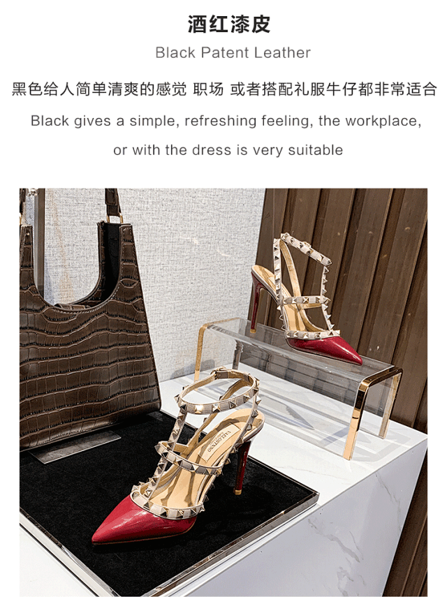 Valentino High Heels Pointed-Toe Studded Slingback Stilettos product detail image 60