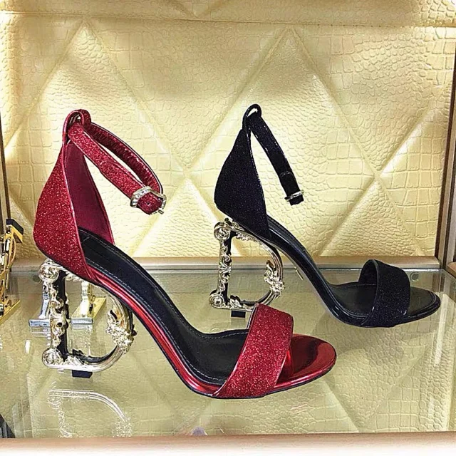 Unbranded High Heels Glitter ankle-strap sandals with ornate letter-shaped product detail image 4