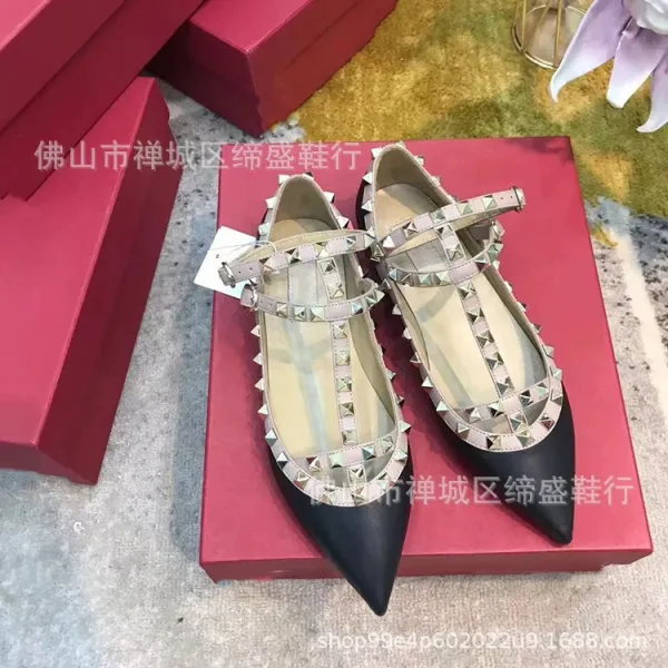 Valentino Rockstud Flat White Leather Pointed-Toe Mary Jane Shoes Loafers - 13