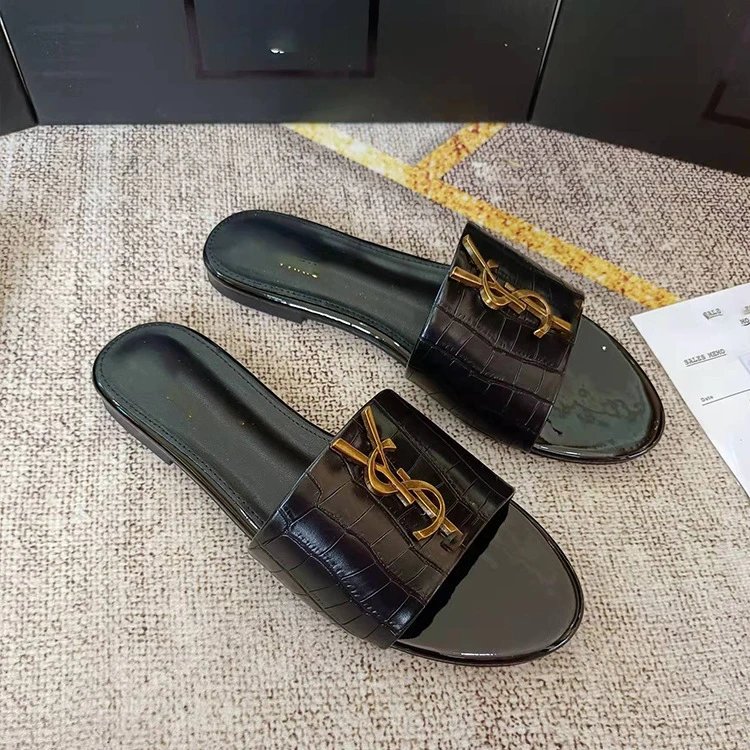 Saint Laurent Slippers YSL monogram flat slide image 5