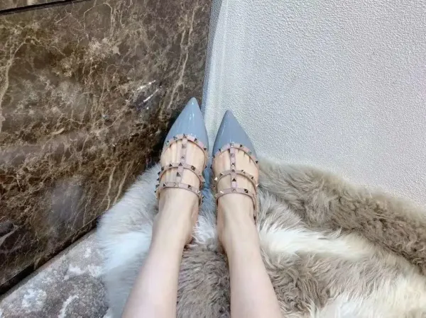 Valentino Rockstud Strappy Mule White Beige Sandals - 16