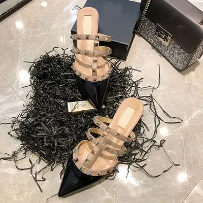 Valentino Rockstud Strappy Mule White Beige Sandals - 22