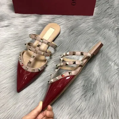 Valentino Rockstud Strappy Mule White Beige Sandals - 28