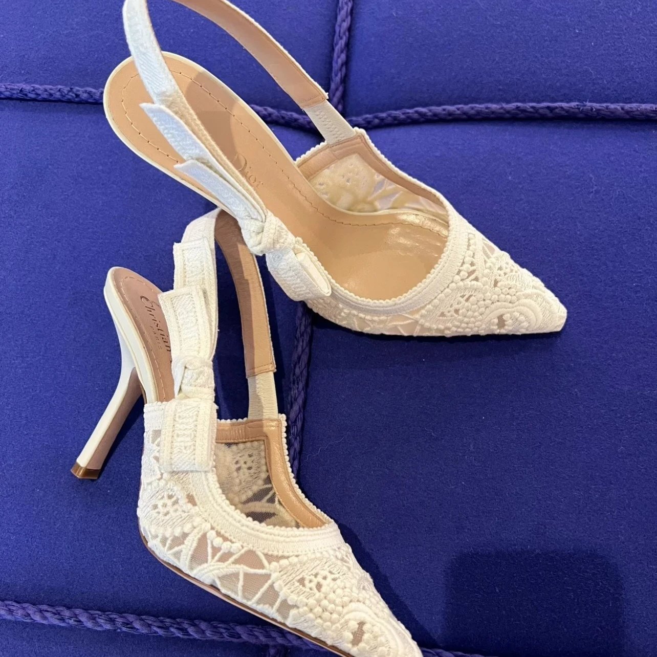 Christian Dior High Heels Lace Pointed-Toe Bow Slingback image 2
