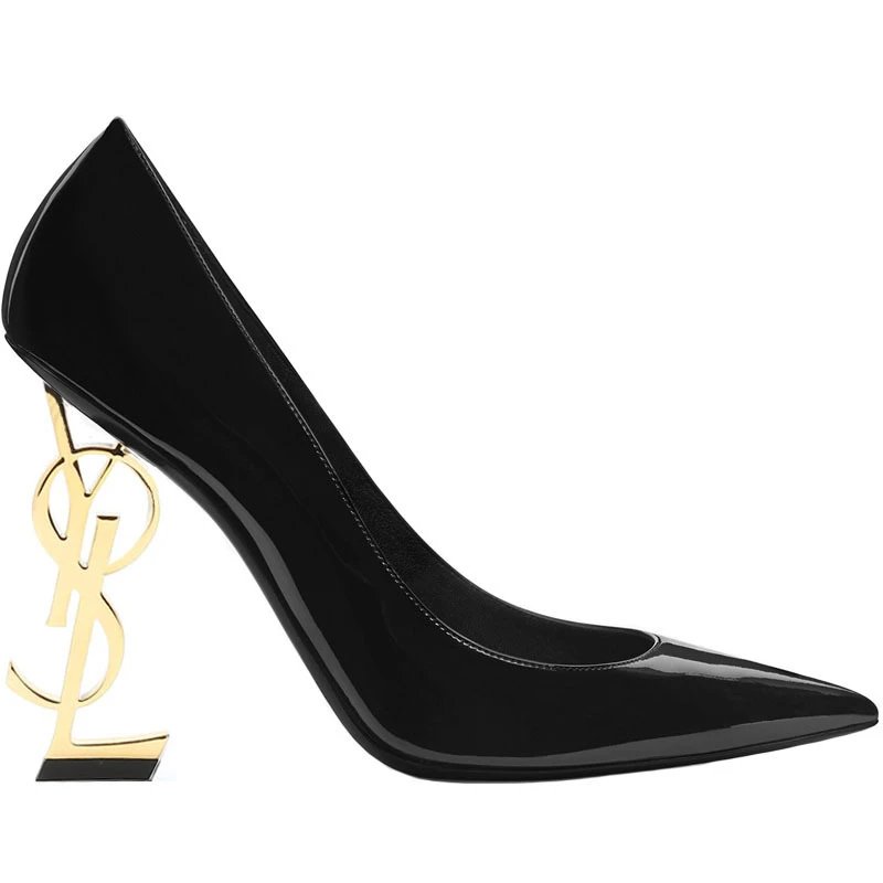 Saint Laurent High Heels Pointed-Toe Pumps with YSL Monogram image 3