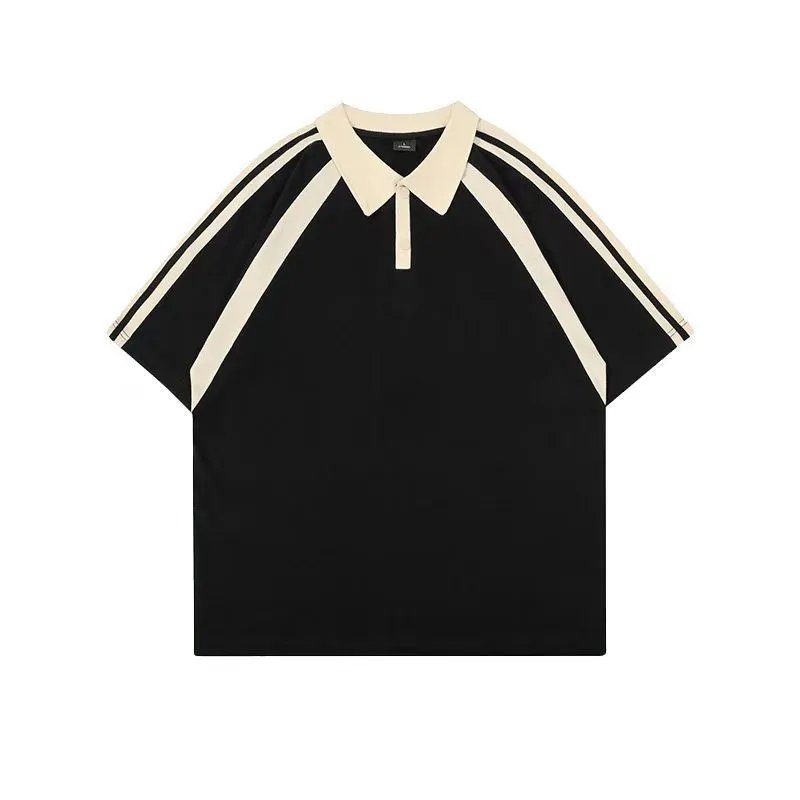 Unbranded Shirts Short-Sleeve Contrast Raglan Stripe Polo Shirt image 2