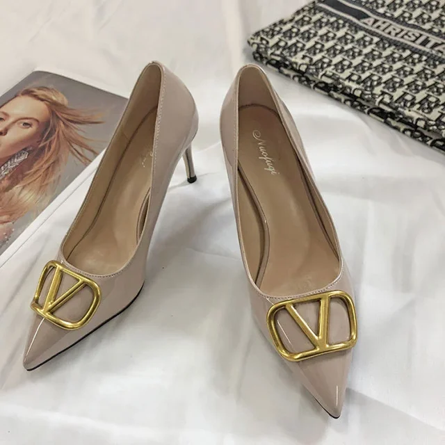 Unbranded High Heels Pointed-Toe Stiletto Pumps with V-Shaped Buckle product detail image 32
