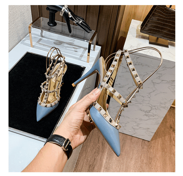 Valentino High Heels Pointed-Toe Studded Slingback Stilettos product detail image 38