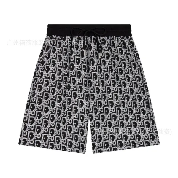Dior Oblique Print Drawstring Waist Shorts Black Silver - 17